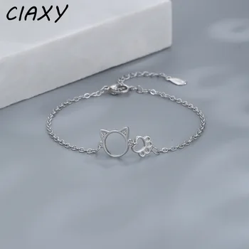 CIAXY Сребърен Цвят Котешки Нокът Гривни за Жени Сладък Кухи Гривна с Кошачьим Чар, Модни Бижута Вечерни Подарък