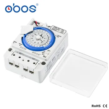OBOS Din rial Аналогов Таймер, реле реле led индикатор превключвател на време резервна мощност механичен прекъсвач 24 часа Ръчно/Автоматично TB388
