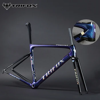 X16QR TRIFOX carbon fiber пътен велосипед комплект рамки хамелеон боя V-спирачка пълен въглеродни влакна пътен под наем