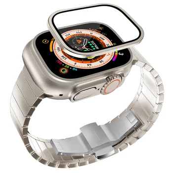 За Apple Watch Ултра 49 мм каишка + Защитно Фолио от Закалено Стъкло, Броня от Титанова Сплав, за iwatch, Аксесоари за ултра каишка