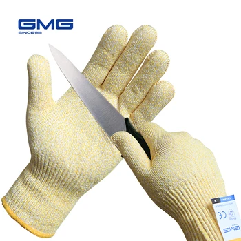 Ръкавици със Защита От Порязване GMG Yellow HPPE EN388 Предпазни Работни Ръкавици със Защита от порязване 5-то ниво За Кухня, Устойчиви Към нарязан-устойчиви Ръкавици