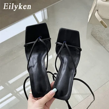 Сандали-гладиатори Eilyken, обувки на висок ток, дамски сандали с квадратни пръсти и отворени пръсти на ремешках, дамски сватбени обувки, размер 35-41